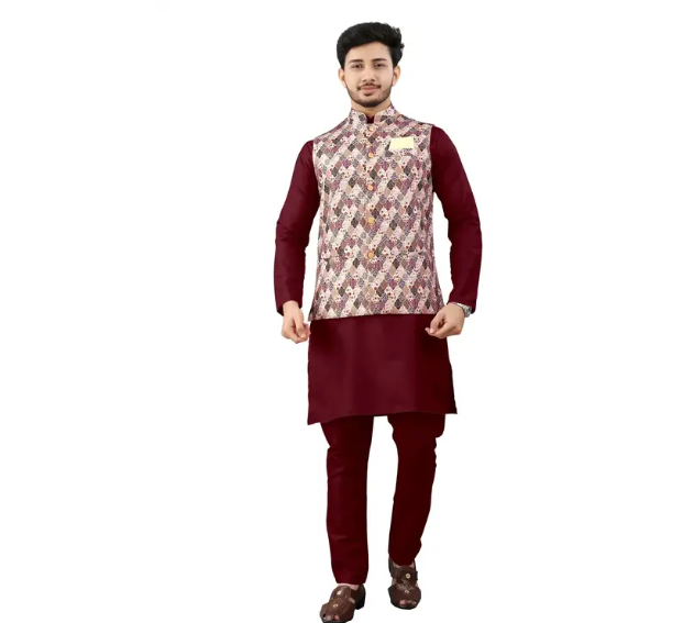 Classic Lakhnavi Koti Kurta Set mens clothes